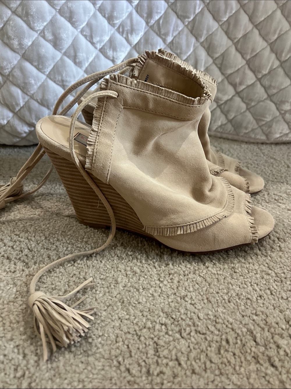 Wedge shoes with fringe detail by Kristin Cavallari